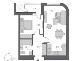Продается 2-комнатная квартира ЖК Беринг, дом 2, 46.45  м², 8600000 рублей