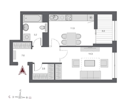 Продается 1-комнатная квартира ЖК Дом Нобель, 42.65  м², 12000000 рублей