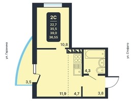 Продается 2-комнатная квартира ЖК Никольский парк, дом 5, 36.55  м², 6850000 рублей