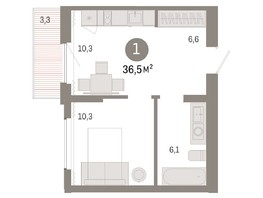 Продается 1-комнатная квартира ЖК Пшеница, дом 3, 36.48  м², 5570000 рублей