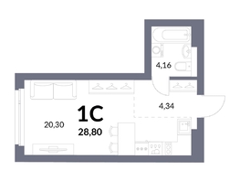 Продается Студия ЖК Горская Лагуна, корпус 2, 28.8  м², 7100000 рублей