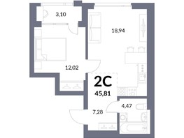Продается 2-комнатная квартира ЖК Горская Лагуна, корпус 2, 44.26  м², 10300000 рублей