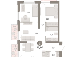 Продается 2-комнатная квартира ЖК Европейский берег, дом 44, 72.2  м², 11180000 рублей