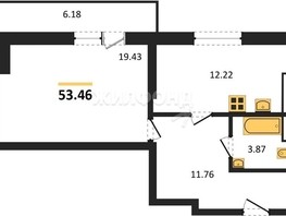 Продается 1-комнатная квартира ЖК Расцветай на Зорге, дом 1 , 53.46  м², 5400000 рублей