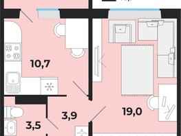 Продается 1-комнатная квартира ЖК Калина Красная, дом 1, 37.1  м², 3900000 рублей