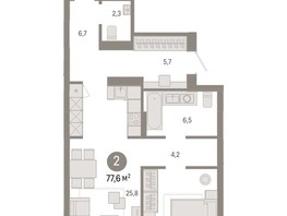 Продается 2-комнатная квартира ЖК Пшеница, дом 3, 77.56  м², 9700000 рублей