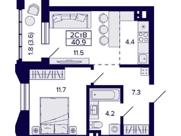 Продается 2-комнатная квартира ЖК Grando (Грандо), 40.9  м², 8050000 рублей