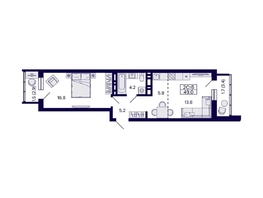 Продается 2-комнатная квартира ЖК Grando (Грандо), 49  м², 8900000 рублей