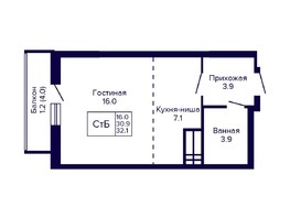 Продается Студия ЖК Новые Матрешки, дом 2 б/с 1,2, 32.1  м², 3210000 рублей