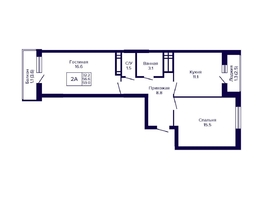 Продается 2-комнатная квартира ЖК Новые Матрешки, дом 2 б/с 1,2, 59  м², 5900000 рублей