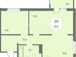 Продается 2-комнатная квартира ЖК Эко-квартал на Кедровой, дом 3 сек 1, 59.2  м², 5600000 рублей