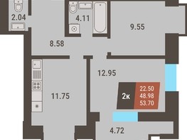 Продается 2-комнатная квартира ЖК Коперник, 48.98  м², 7800016 рублей