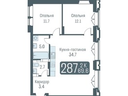 Продается 3-комнатная квартира ЖК Кварталы Немировича, 69.6  м², 10750000 рублей