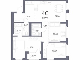 Продается 4-комнатная квартира ЖК Горская Лагуна, корпус 2, 82.82  м², 18500000 рублей