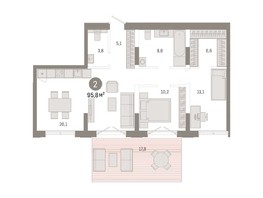 Продается 2-комнатная квартира ЖК Европейский берег, дом 44, 95.8  м², 14020000 рублей