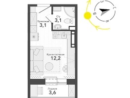 Продается 1-комнатная квартира ЖК Околица, дом 12, 18.4  м², 3260000 рублей
