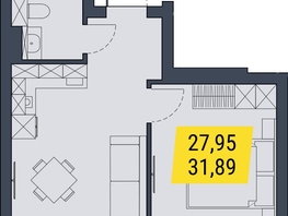 Продается 1-комнатная квартира АК Land Lord (Ленд Лорд), 31.89  м², 5740200 рублей