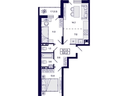 Продается 3-комнатная квартира ЖК Gorizont (Горизонт), 64.2  м², 8250000 рублей