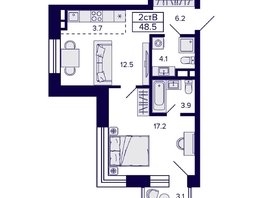 Продается 2-комнатная квартира ЖК Citatum (Цитатум), 48.5  м², 8100000 рублей