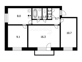 Продается 3-комнатная квартира Адриена Лежена ул, 53.7  м², 5600000 рублей