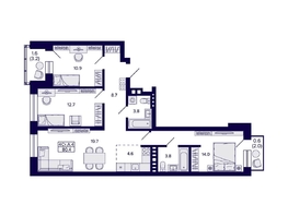 Продается 4-комнатная квартира ЖК Сподвижники, 80.4  м², 8550000 рублей