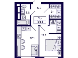 Продается 1-комнатная квартира ЖК Citatum (Цитатум), 39.1  м², 7150000 рублей