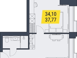 Продается 1-комнатная квартира АК Land Lord (Ленд Лорд), 37.77  м², 9820200 рублей