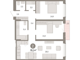 Продается 2-комнатная квартира ЖК Авиатор, дом 3, 79.06  м², 11380000 рублей