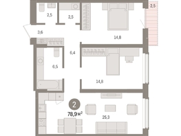 Продается 2-комнатная квартира ЖК Авиатор, дом 3, 78.93  м², 11260000 рублей