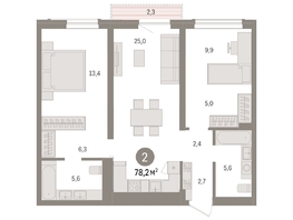 Продается 2-комнатная квартира ЖК Авиатор, дом 3, 78.16  м², 11860000 рублей