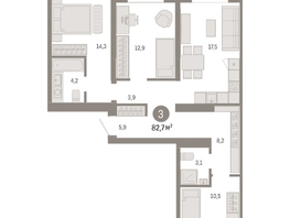 Продается 3-комнатная квартира ЖК Европейский берег, дом 49, 82.69  м², 16560000 рублей