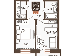 Продается 2-комнатная квартира ЖК Ермак, 45.88  м², 5680000 рублей