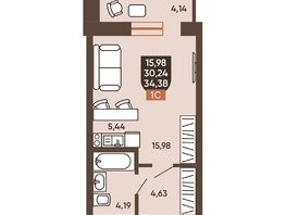 Продается Студия ЖК Ермак, 34.38  м², 4380000 рублей