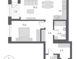 Продается 2-комнатная квартира ЖК ОСКАР, дом 1, 54.7  м², 11400000 рублей