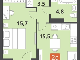 Продается 2-комнатная квартира ЖК Тайгинский парк, дом 3, 42.6  м², 6280000 рублей