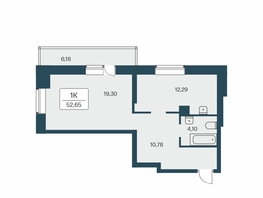 Продается 1-комнатная квартира ЖК Расцветай на Зорге, дом 2, 53.5  м², 5550000 рублей