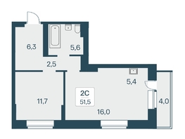 Продается 2-комнатная квартира ЖК Расцветай на Красном, дом 5, 51.5  м², 9250000 рублей