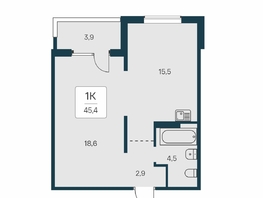 Продается 1-комнатная квартира ЖК Квартал на Игарской, дом 3 пан с1, 45.4  м², 5300000 рублей