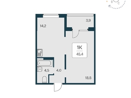 Продается 1-комнатная квартира ЖК Квартал на Игарской, дом 4 пан, 45.4  м², 5150000 рублей