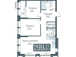 Продается 3-комнатная квартира ЖК Кварталы Немировича, 67.1  м², 10950000 рублей