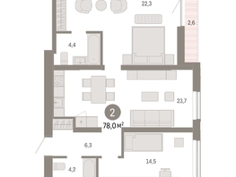 Продается 2-комнатная квартира ЖК Европейский берег, дом 49, 77.95  м², 12470000 рублей