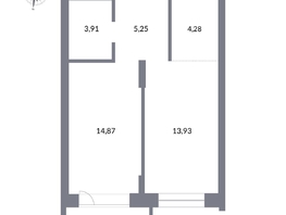 Продается 2-комнатная квартира ЖК Державина, 50, 44  м², 9800000 рублей