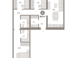 Продается 3-комнатная квартира ЖК Европейский берег, дом 49, 86.57  м², 14110000 рублей