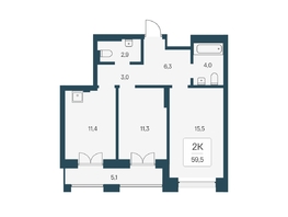 Продается 2-комнатная квартира ЖК Расцветай на Кропоткина, дом 1, 59.5  м², 9250000 рублей