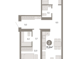 Продается 2-комнатная квартира ЖК Европейский берег, дом 49, 71.88  м², 13690000 рублей