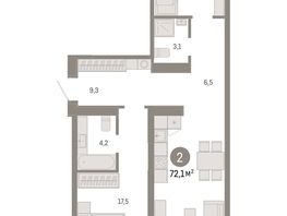 Продается 2-комнатная квартира ЖК Европейский берег, дом 49, 72.1  м², 11570000 рублей