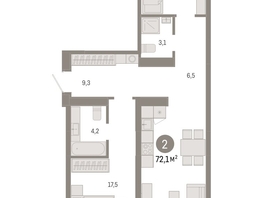 Продается 2-комнатная квартира ЖК Европейский берег, дом 49, 72.1  м², 11460000 рублей