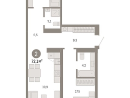 Продается 2-комнатная квартира ЖК Европейский берег, дом 49, 72.1  м², 11460000 рублей