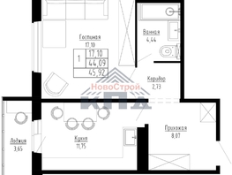 Продается 1-комнатная квартира ЖК Гранатовый, 36/1, 46  м², 4750000 рублей