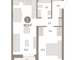 Продается 1-комнатная квартира ЖК Авиатор, дом 3, 52.17  м², 8160000 рублей